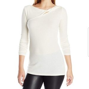 DKNY Jeans BLACK Long Sleeve keyhole twist top